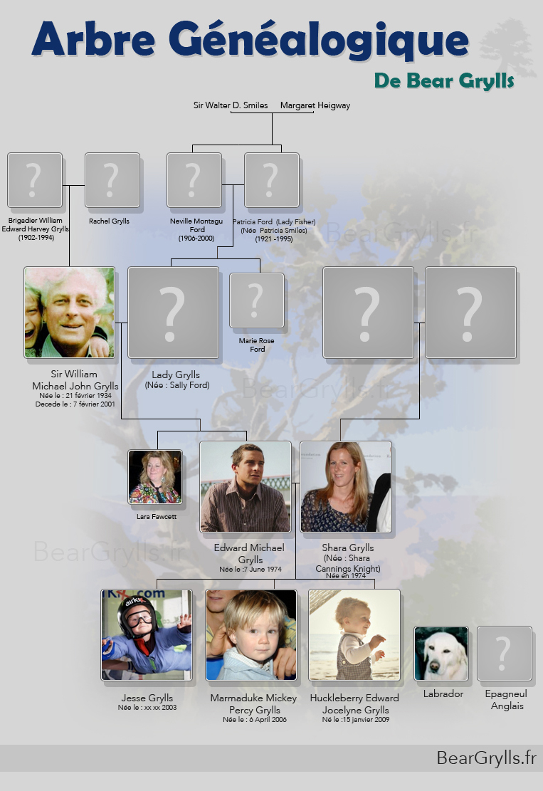 Arbre genealogique de Bear Grylls, famille