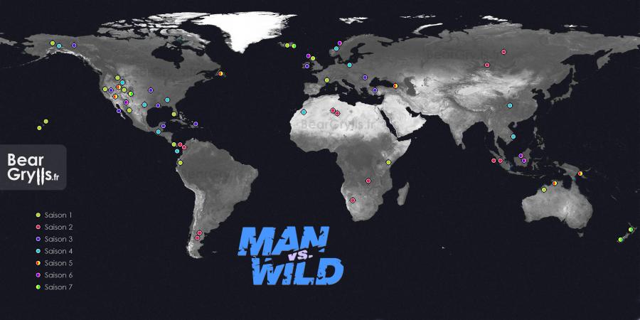 carte du monde Bear Grylls